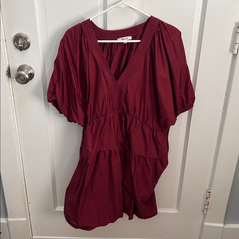 Madewell Deep Red V-Neck Dress